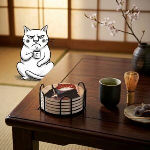 Ceramic Cat Coasters for Drinks