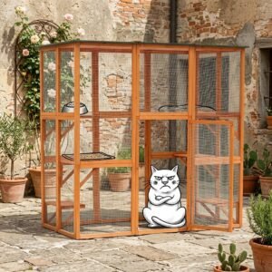 PawHut Outdoor Cat House Big Catio Wooden