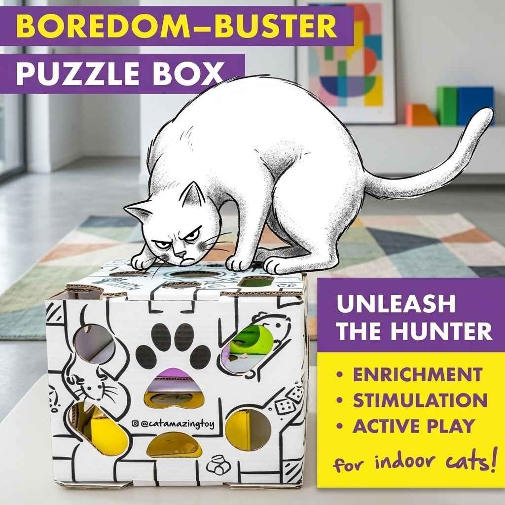 Cat Amazing Sliders – Puzzle Toy for Indoor Cats – Treat Box Interactive Maze
