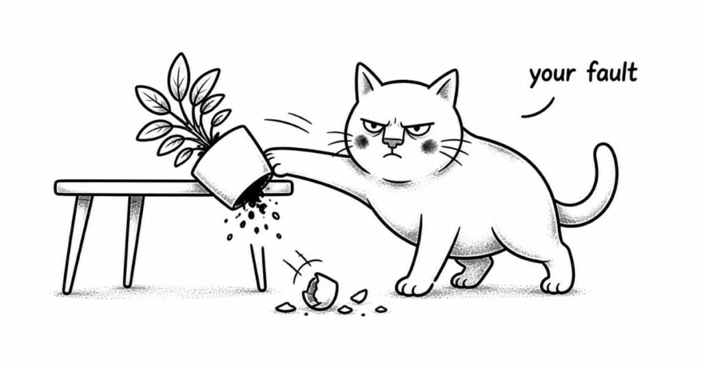 cat breaking pot