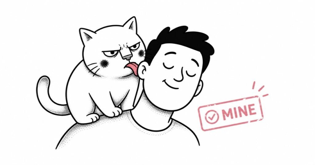 cat licking hooman ear meaning
