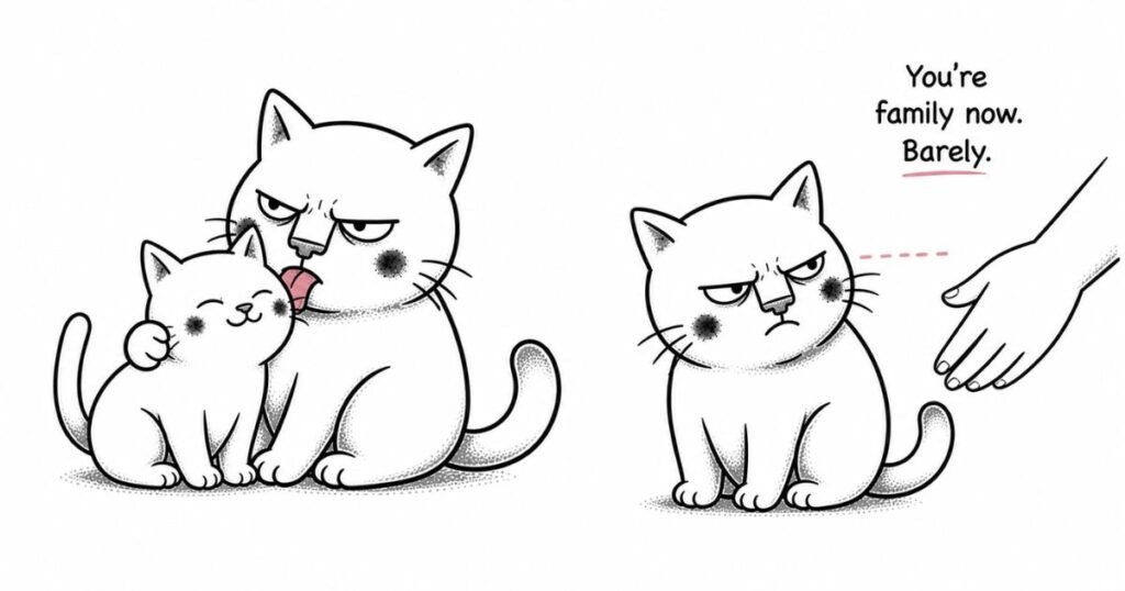 cats licking family